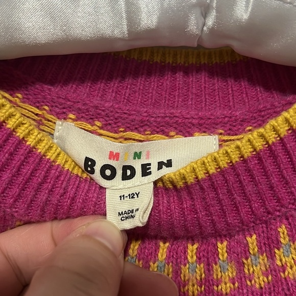 Mini Boden Girls Fair Isle Long Sleeve Jumper Dress Pink Multi Color size 11-12 - Picture 5 of 7
